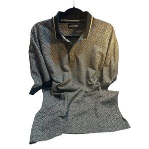 Pierre Cardin Polo Shirt Mens Cotton Poly Black White Weave Short Sleeve Size L